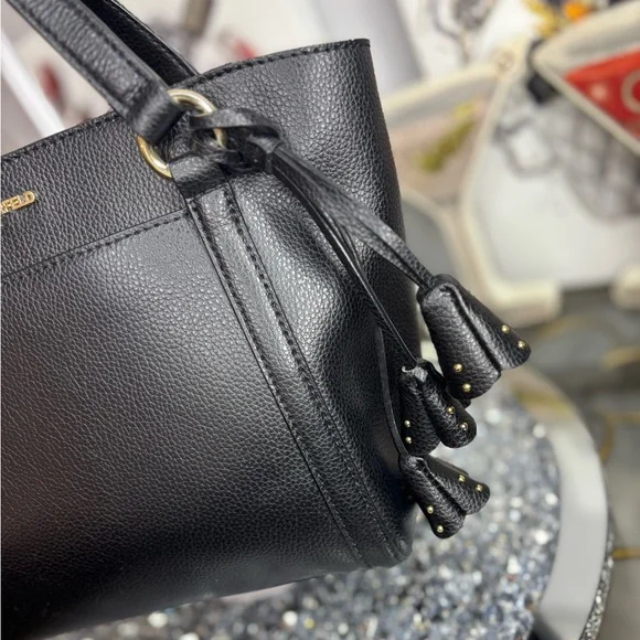 Karl Lagerfeld Paris Iris tote bag in black pebbled leather NWOT - Picture 4 of 14